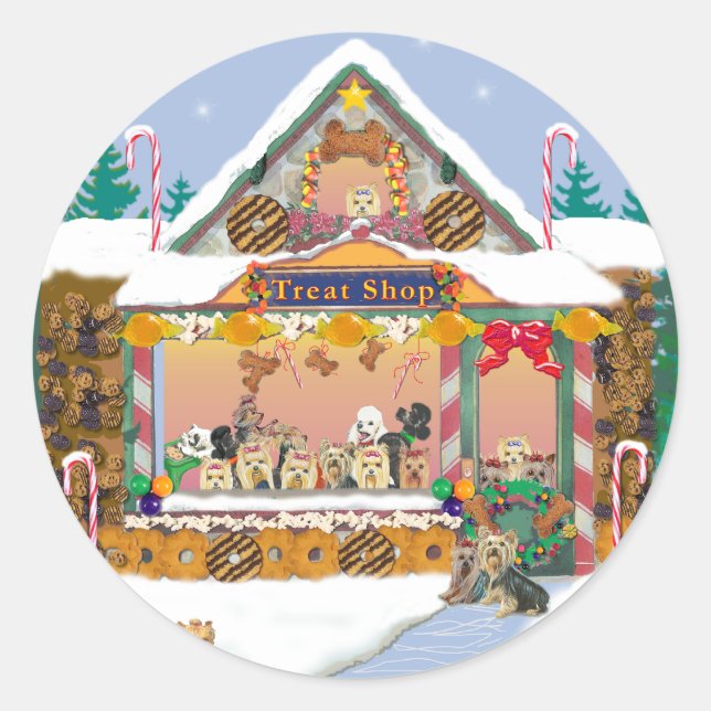 Adesivo Yorkie Christmas Gingercake House (Frente)