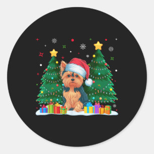 Adesivo Yorkie Dog Aloja Santa Hat Doce de Natal Feio