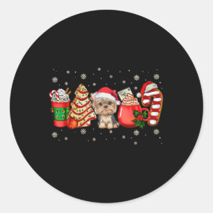 Adesivo Yorkie Dog Natal Pijamas Café Latte Mugs Xma