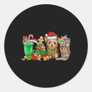 Adesivo Yorkie Dog Natal Pijamas Café Latte Mugs Xma