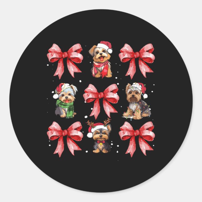 Adesivo Yorkie Dogs Arco Coquette Coquette Animal de Natal (Frente)