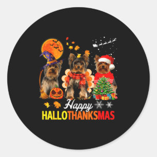 Adesivo Yorkie Fofo Feliz Hallothanksmas Dia das Bruxas Di