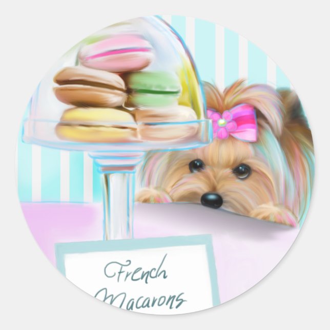 Adesivo Yorkie French Macarons (Frente)