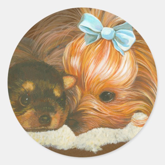 Adesivo Yorkie Mama com Puppy (Frente)