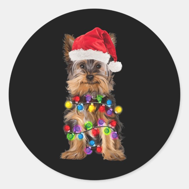Adesivo Yorkshire Natal Yorkie Dog Santa Hat Natal (Frente)