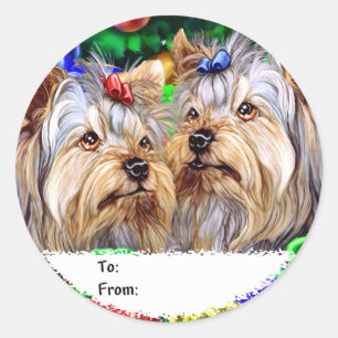 Adesivo Yorkshire Terrier Christmas Gifts Gift Tags