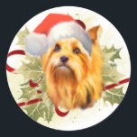 Adesivo Yorkshire Terrier Christmas Stickers<br><div class="desc">Amantes da raça dos cães Yorkshire Terrier adorarão esta doce design de Natal,  apresentando um Yorkie com um chapéu de Papai Noel.</div>