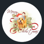 Adesivo Yorkshire Terrier Christmas Stickers<br><div class="desc">Amantes da raça dos cães Yorkshire Terrier adorarão esta doce design de Natal,  apresentando um Yorkie com um chapéu de Papai Noel.</div>