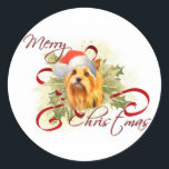 Adesivo Yorkshire Terrier Christmas Stickers<br><div class="desc">Amantes da raça dos cães Yorkshire Terrier adorarão esta doce design de Natal,  apresentando um Yorkie com um chapéu de Papai Noel.</div>