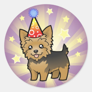 Adesivo Yorkshire terrier do aniversário (cabelo curto