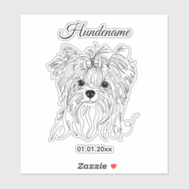 Adesivo Yorkshire Terrier one line art customizable dog