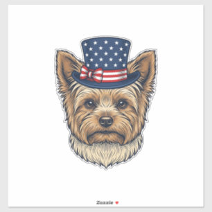 Adesivo Yorkshire Terrier Patriótico Vintage
