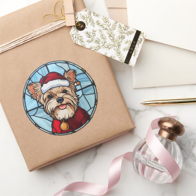 Adesivo Yorkshire Terrier StainGlass Christmas (Presentear)