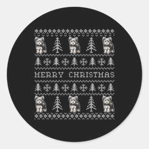 Adesivo Yorkshire Terrier Ugly Christmas Sweater Engraçado