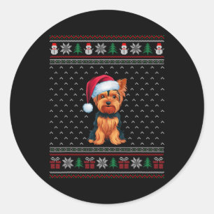Adesivo Yorkshire Terrier Vestindo Santa Hat Ugly Xmas