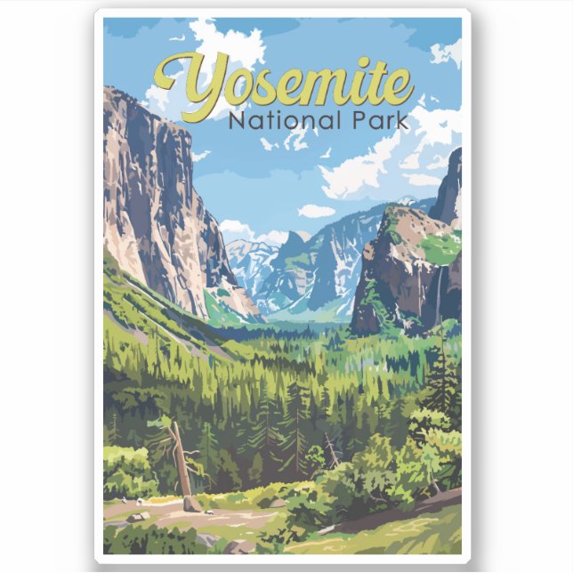 Adesivo Yosemite National Park Illustration Viagem Art (Frente)