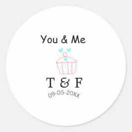 Adesivo You and me love cup cake red valentine's day name 