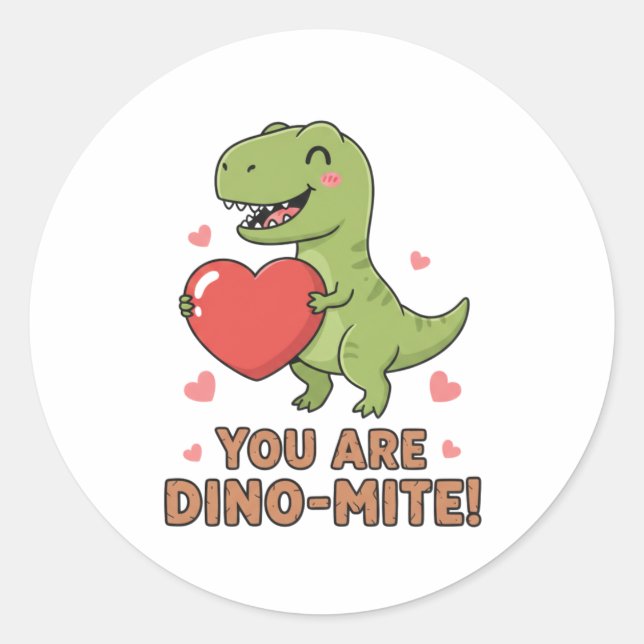 Adesivo You Are Dino-mite Cute T-Rex Dinosaur Valentine  (Frente)