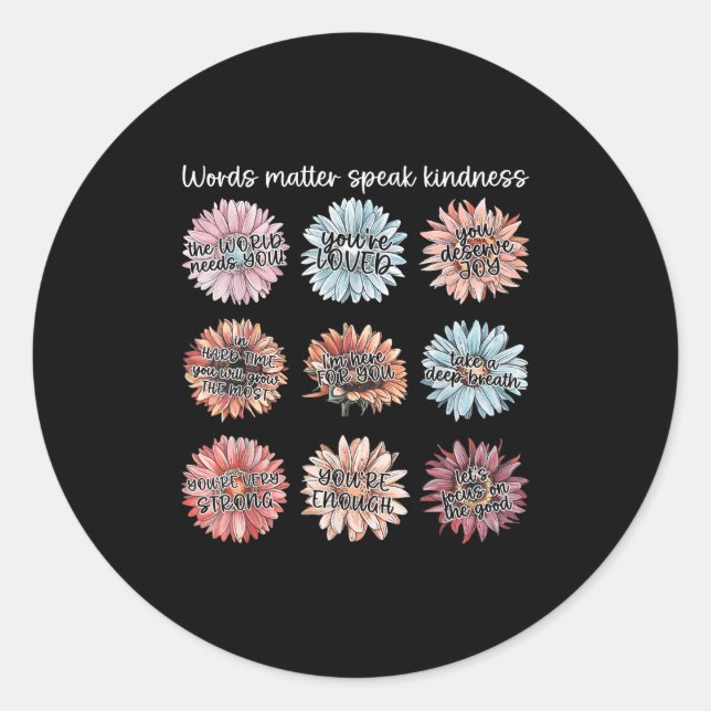 Adesivo You Are Enough Words Speak Kindness Sitive Daisy  (Frente)