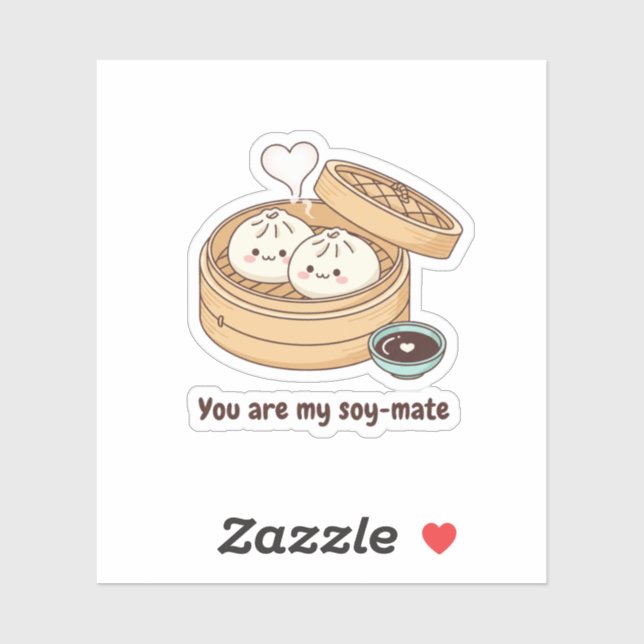 Adesivo You Are My Soy-mate Cute Dim Sum Valentine Sticker (Folha)