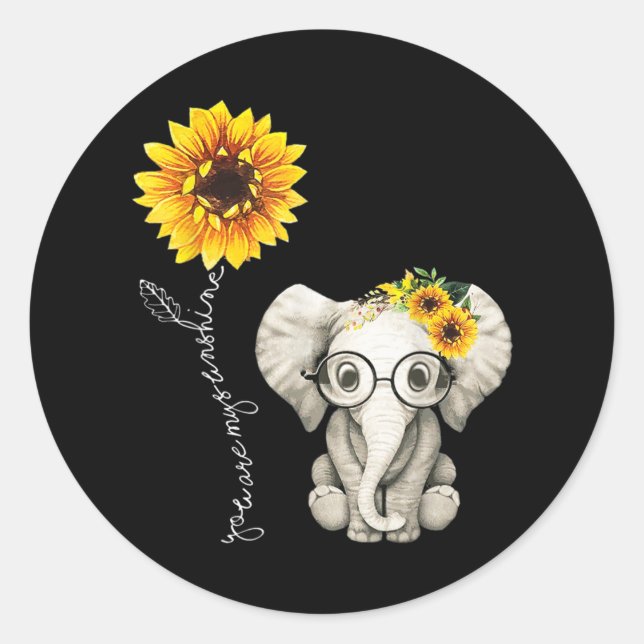 Adesivo You Are My Sunshine Hippie Sunflower Elephant (Frente)
