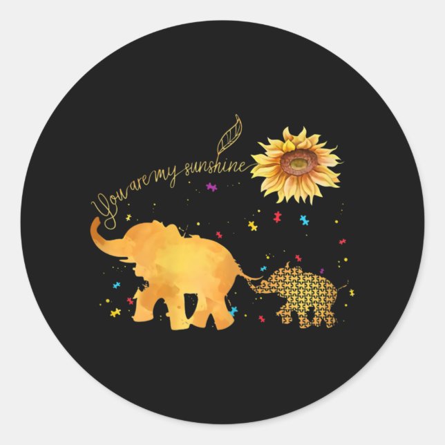 Adesivo You Are My Sunshine Sunflower Elephant Autism (Frente)