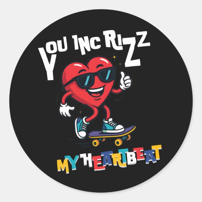 Adesivo You Inc Rizz my Heartbeat - Cute skateboard heart (Frente)