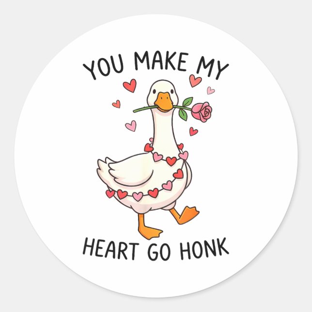 Adesivo You Make My Heart Go Honk Valentine Goose Preppy  (Frente)