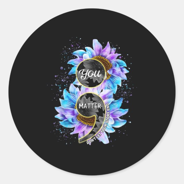 Adesivo You Suicide Prevention Awareness Semicolon Sunflow (Frente)