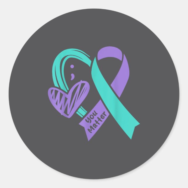 Adesivo You Suicide Prevention Awareness Teal Purple Heart (Frente)