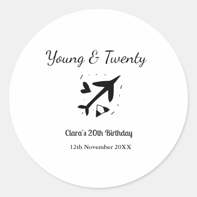 Adesivo Young and twenty adventure happy birthday add name (Frente)