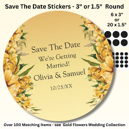 Adesivo Your Names, Save The Date, Golden Yellow Flowers