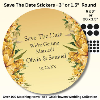 Adesivo Your Names, Save The Date, Golden Yellow Flowers