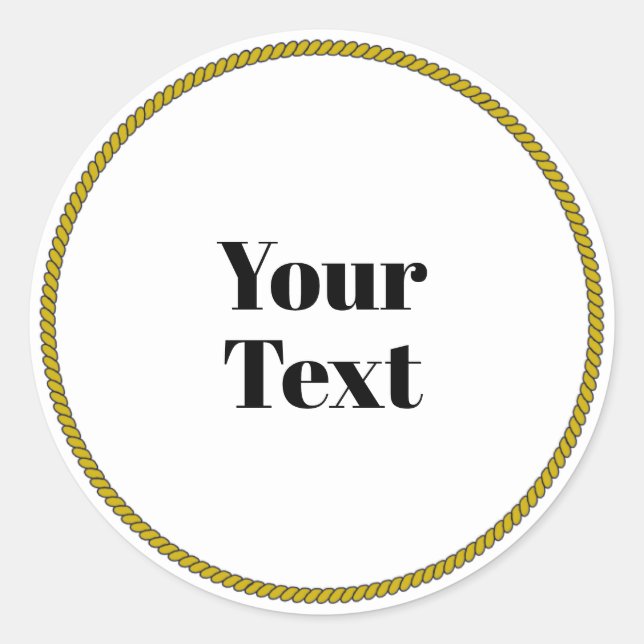 Adesivo Your Text Template, white circle, black text, (Frente)