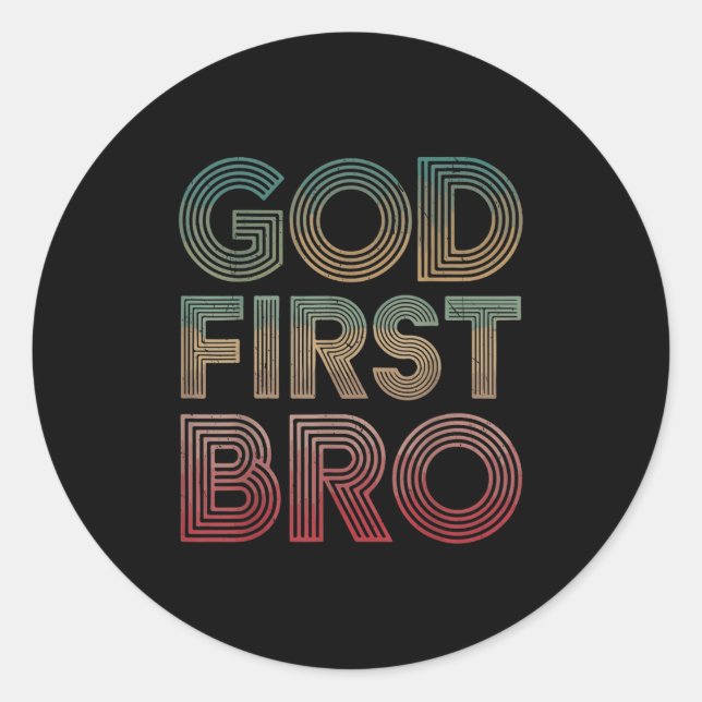 Adesivo Youth Boy God First Bro Funny Christian God Brothe (Frente)