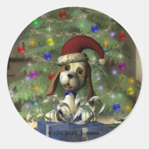 Adesivo Yule Puppy Round Sticker