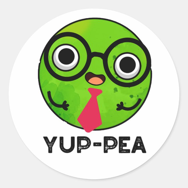 Adesivo Yup-pea Funny Yuppie Veggie Pea Pun (Frente)