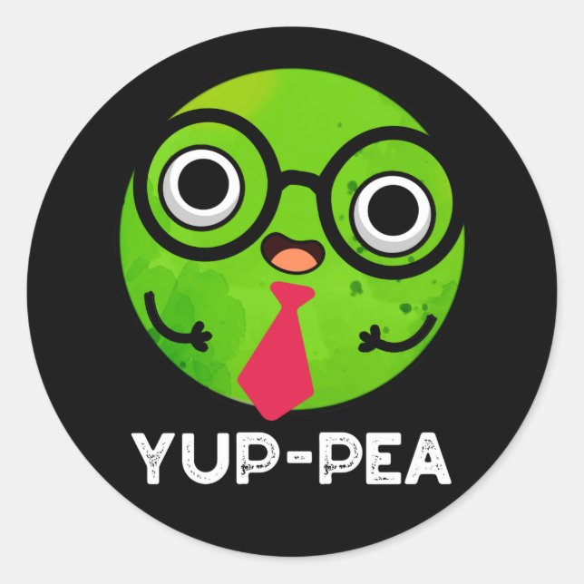 Adesivo Yup-pea Funny Yuppie Veggie Pea Pun Dark BG (Frente)