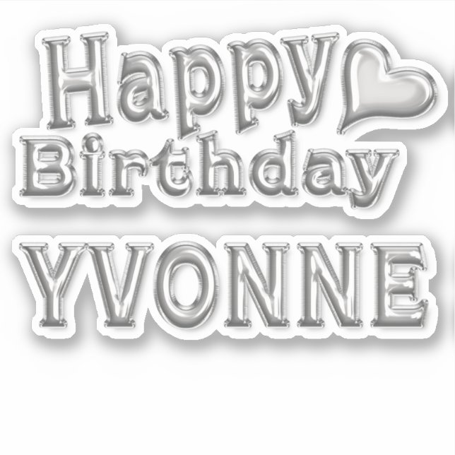 Adesivo Yvonne Happy Birthday silver Aufkleber Sticker (Frente)