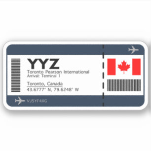 Adesivo YYYZ Toronto Boembarque Pass - Tíquete do Canadá