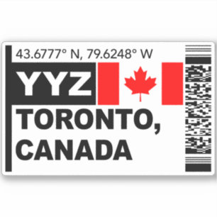 Adesivo YYZ Toronto Cartão de Embarque - Viagem Canadá