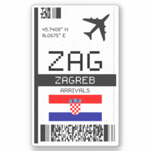 Adesivo ZAG Zagreb - Passagem de Embarque - Croácia - Viag