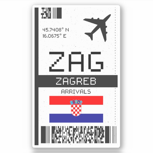 Adesivo ZAG Zagreb - Passagem de Embarque - Croácia - Viag (Frente)