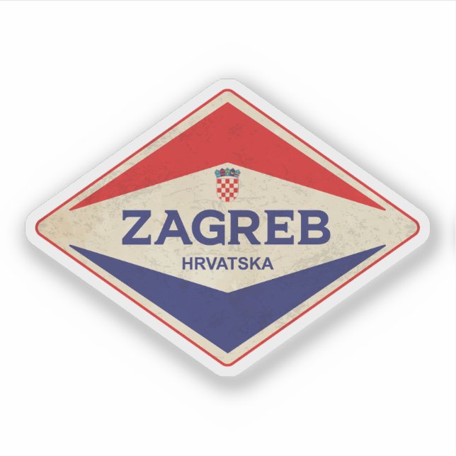 Adesivo Zagreb Croácia Vintage (Frente)