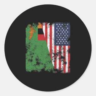 Adesivo Zâmbia EUA Flag - Half American