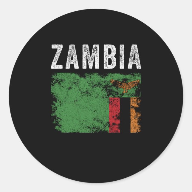 Adesivo Zâmbia Flag Distressa - Bandeira Zambiana (Frente)