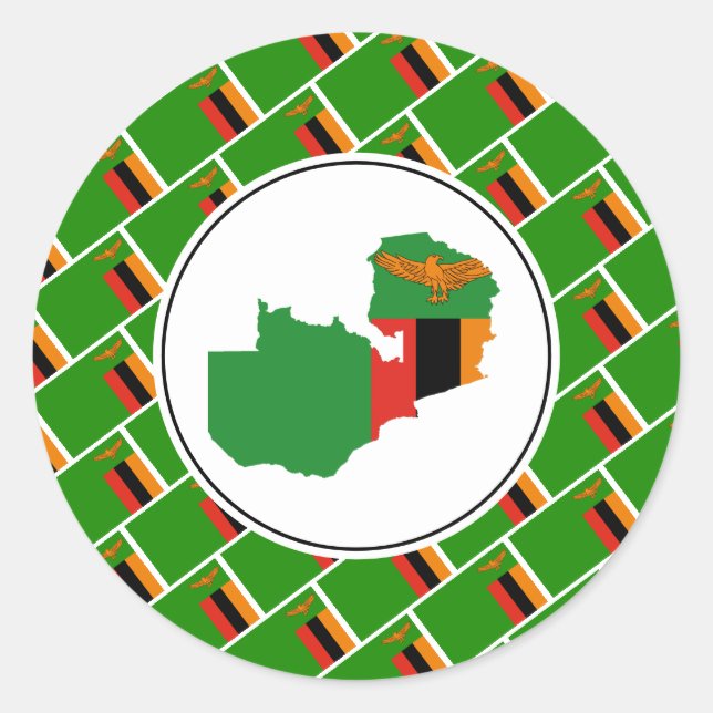 Adesivo ZAMBIA FLAG Zambian Mapa Na moda Patriótico (Frente)
