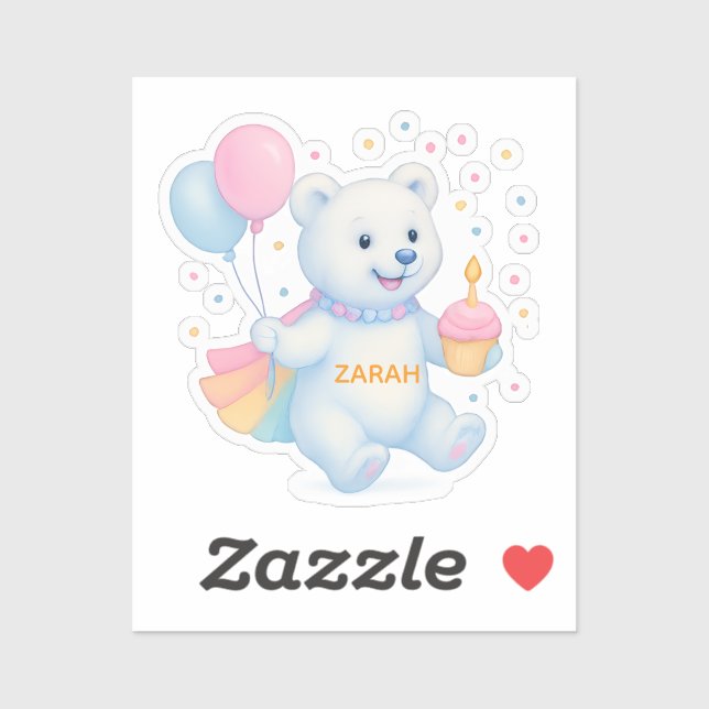Adesivo Zarah Dancing Polar Bear Custom-Cut Vinyl Sticker (Folha)