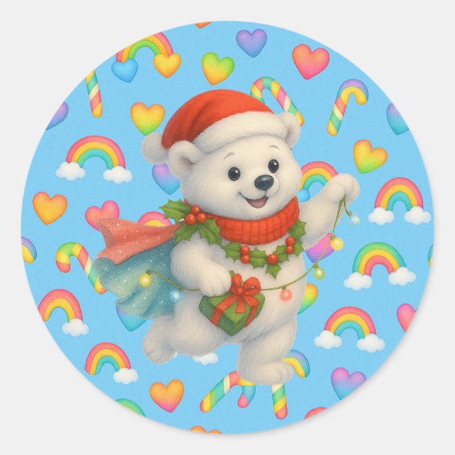 Adesivo Zarah the Dancing Polar Bear Holiday Sticker  (Frente)