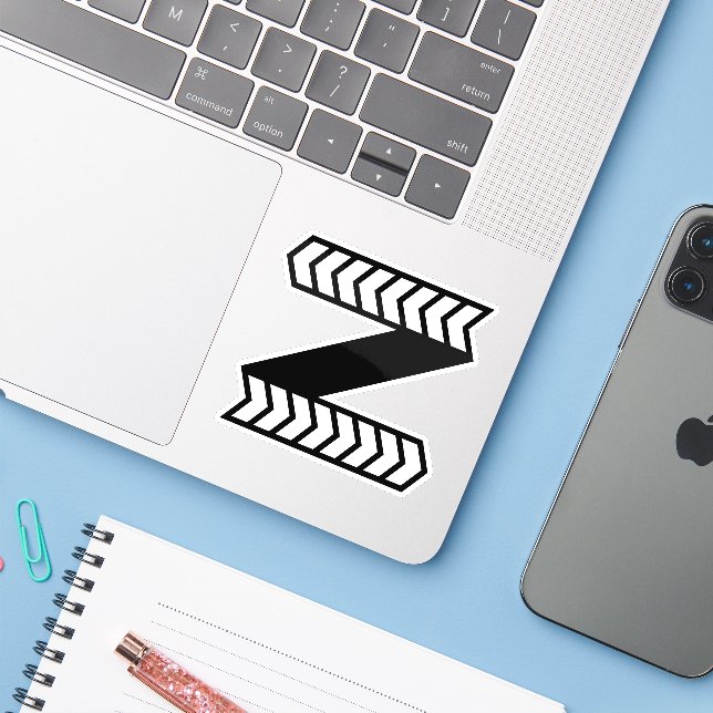 Adesivo Zebra Arrow estilo Letra Z Monograma (Notebook com iPhone)